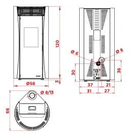 Poêle à granulés étanche Palazzetti Ecofire Vivienne TC 9 US Puissance 9.3kW Sortie Fumée Coaxiale Ø8/13cm 2