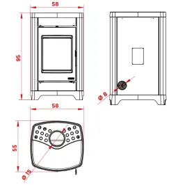 Poêle à bois Palazzetti Charlotte 10G Puissance 10.4kW Sortie Fumée Supérieure 2