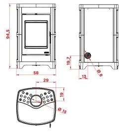 Poêle à bois Palazzetti Charlotte Ceramica 10G Puissance 10.4kW Sortie Fumée Supérieure 2