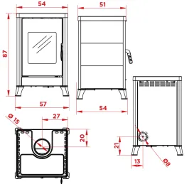 Poêle à bois Palazzetti Dorotea Puissance 10.4kW Sortie Fumée Supérieure 2