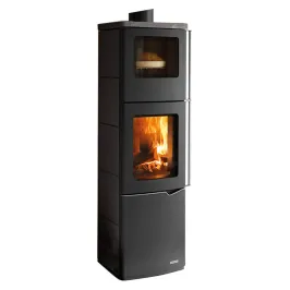 Poêle à bois Palazzetti Eva S Con Forno Puissance 7kW Avec Four de Cuisson Sortie Fumée Supérieure