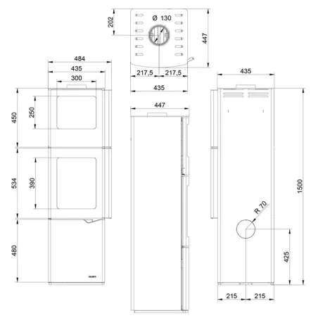 Poêle à bois Palazzetti Eva S Con Forno Puissance 7kW Avec Four de Cuisson Sortie Fumée Supérieure
