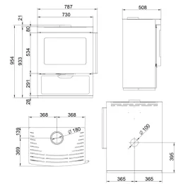 Poêle à bois Palazzetti Nicole Twister Flue avec réserve à bois Puissance 9.1kW Sortie Fumée Supérieure 2