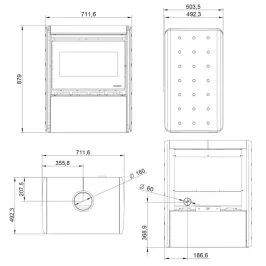 Poêle à bois Palazzetti Sahara 70 Puissance 9kW Sortie Fumée Supérieure 2