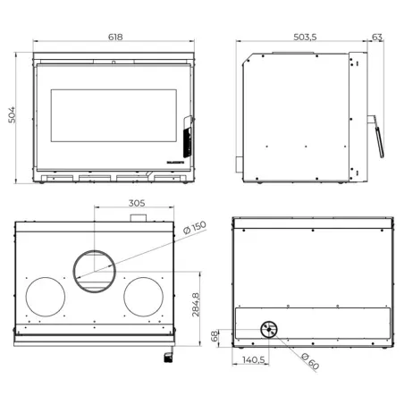 Insert à bois Palazzetti Ecopalex GTM70 Puissance 9kW Classe Énergétique A+