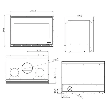 Insert à bois Palazzetti Ecopalex GTM80 Puissance 12.4kW Classe Énergétique A+