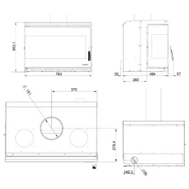 Insert à bois Palazzetti Ecopalex GTM80 Angolo Puissance 12.4kW Classe Énergétique A+ 2