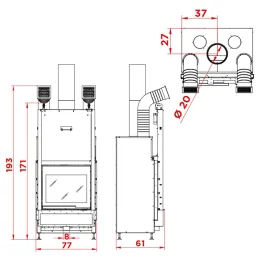 Cheminée à bois Palazzetti Ecomonoblocco WTX 70 Frontale Puissance 14.7kW Classe Énergétique A+ 2
