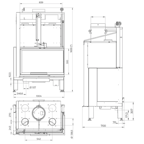 Cheminée à bois Palazzetti Ecomonoblocco MX 86 Frontale Puissance 16kW A