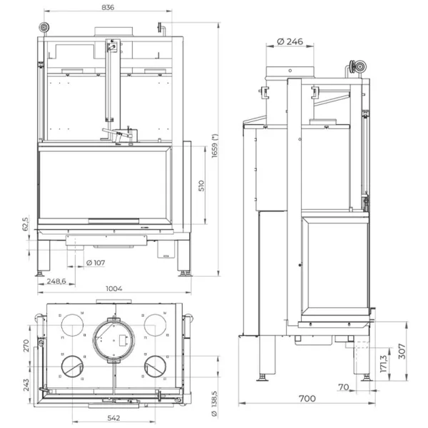 Cheminée à bois Palazzetti Ecomonoblocco MX 86 Angolo Puissance 16kW A