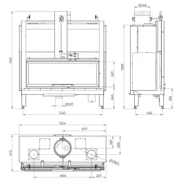 Cheminée à bois Palazzetti Ecomonoblocco MX 25:9 Frontale Puissance 14.1kW A 2