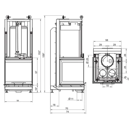 Cheminée à bois Palazzetti Ecomonoblocco S66 3D Puissance 14.6kW A+