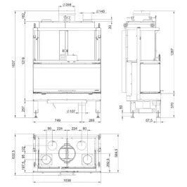 Cheminée à bois Palazzetti Ecomonoblocco EM 16:9 3D Puissance 20kW A 2