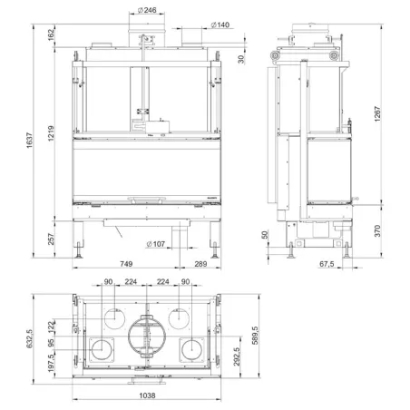 Cheminée à bois Palazzetti Ecomonoblocco EM 16:9 3D Puissance 20kW A