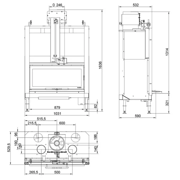 Cheminée à bois Palazzetti Ecomonoblocco EM 16:9 Frontale Puissance 19.8kW A