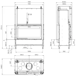 Cheminée à bois Palazzetti Ecomonoblocco WT 16:9 Bifacciale Puissance 13.5kW A+ 2