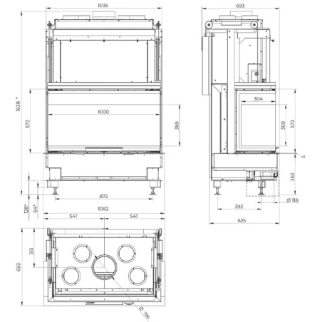 Cheminée à bois Palazzetti Ecomonoblocco WT 16:9 3D Puissance 12.5kW A+