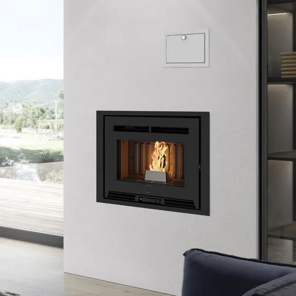 Insert à granulés EK63 Pellek 80 Evo2 Puissance 8kW Sortie Fumée Supérieure Ø8cm