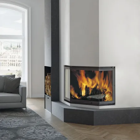 Foyer à bois canalisable EK63 Firek 3 Prismatico Puissance 15.2kW Sortie Ø 20cm