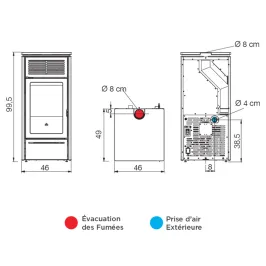 Poêle à granulés Edilkamin Slide 7 Evo Puissance 6.9kW Sortie Fumée Supérieure Ø8 cm 2
