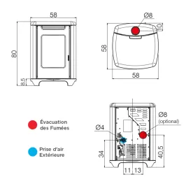Poêle à granulés Edilkamin Sense 6 Puissance 5.4kW Sortie Fumée Supérieure Ø8 cm 2