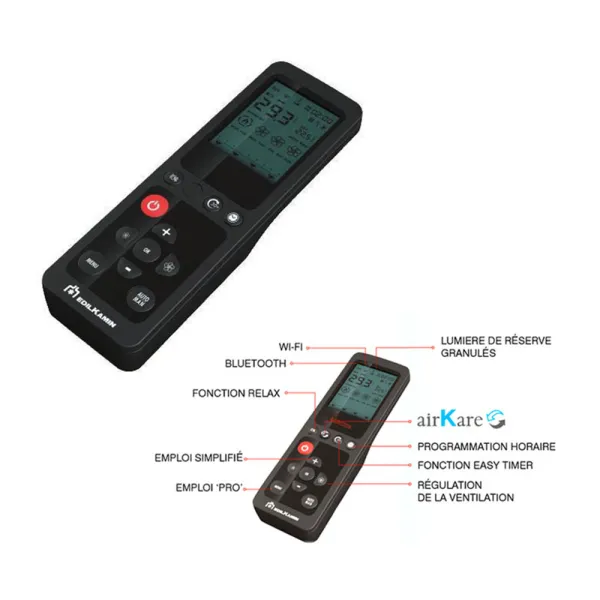 Poêle à granulés canalisable Edilkamin Yana 9+ Evo Puissance 9.2kW Sortie Fumée Supérieure Ø8 cm