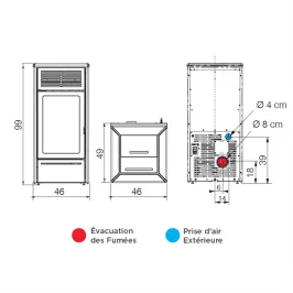Poêle à granulés Edilkamin Nara 7 Evo Puissance 6.9kW Sortie Fumée Postérieure Ø8 cm 2