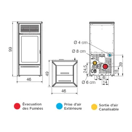 Poêle à granulés canalisable Edilkamin Nara 9+ Evo Puissance 9.2kW Sortie Fumée Postérieure Ø8 cm 2