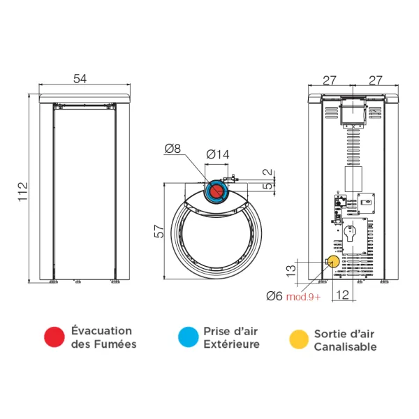 Poêle à granulés Edilkamin Lumea 9+ Coax Puissance 9.6kW Wi-Fi Sortie Fumée Coaxiale Ø8/13 cm