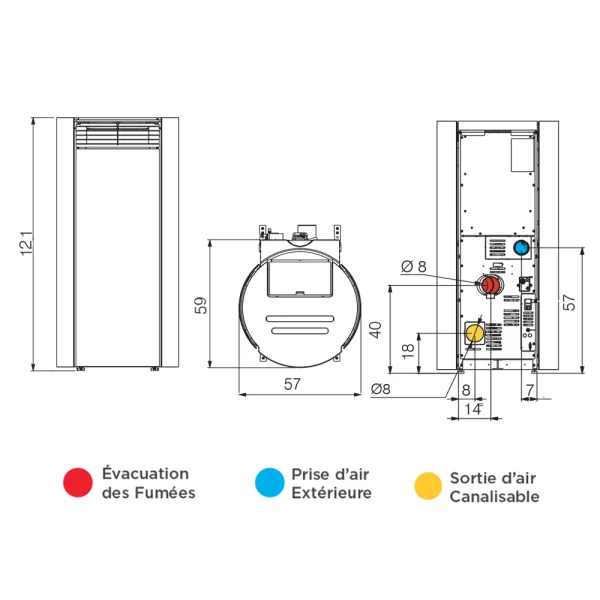 Poêle à granulés canalisable Edilkamin Libra 13++ Back Puissance 12.5kW Sortie Fumée Postérieure Ø8 cm