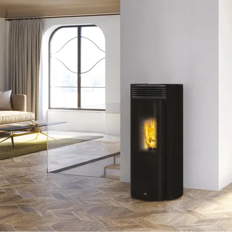 Poêle à granulés canalisable Edilkamin Libra 13++ Back Puissance 12.5kW Sortie Fumée Postérieure Ø8 cm