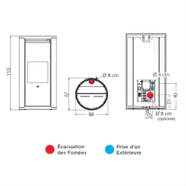 Poêle à granulés EDILKAMIN Evia 8 Puissance 7.9kW Sortie Fumée Supérieure Ø8 cm 2