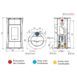 Poêle à granulés canalisable Edilkamin Cherie 11++ Evo Coax Puissance 11kW Sortie Fumée Coaxiale Ø8/13 cm 2