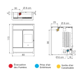 Poêle à granulés canalisable Edilkamin Bild 9+ Top Puissance 8.6kW Sortie Fumée Supérieure Ø8 cm 2