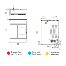 Poêle à granulés canalisable Edilkamin Bild 9+ Back Puissance 8.6kW Sortie Fumée Postérieure Ø8 cm 2