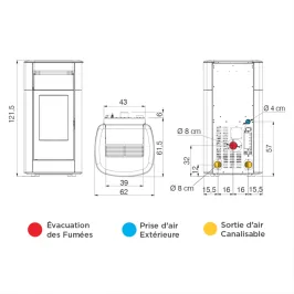 Poêle à granulés canalisable Edilkamin Vyda 13++ Evo Puissance 12.6kW Sortie Fumée Postérieure Ø8 cm 2