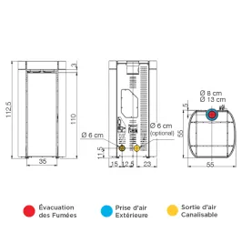 Poêle à granulés canalisable Edilkamin Rada Air Tight C 12.8kW Sortie Fumée Coaxiale Ø8/13 cm 2