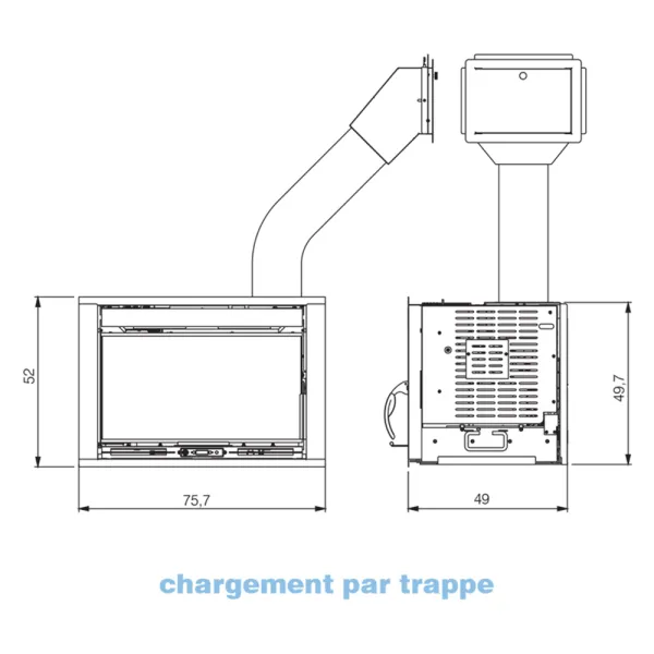 Insert à granulés EDILKAMIN Pellkamin 10 + Evo2 Puissance 10kW Sortie Fumée Supérieure Ø8 cm