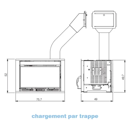 Insert à granulés EDILKAMIN Pellkamin 10 + Evo2 Puissance 10kW Sortie Fumée Supérieure Ø8 cm