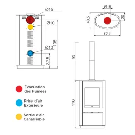 Poêle à bois EDILKAMIN Krio Puissance 10.1kW Sortie Fumée Postérieure ou Supérieure Ø15 cm 2
