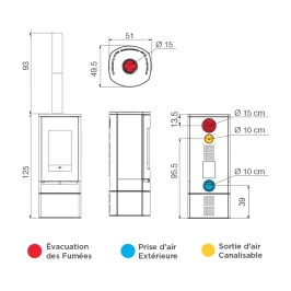 Poêle à bois EDILKAMIN Code Evo2 Puissance 8.2kW A+ Sortie Fumée Supérieure  Ø15 cm 2