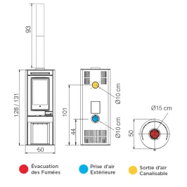 Poêle à bois EDILKAMIN Tally Evo2 Puissance 8.2kW Sortie Fumée Supérieure Ø15 cm 2
