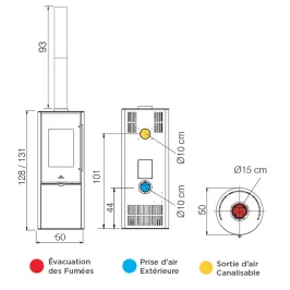Poêle à bois EDILKAMIN Tally GL Evo2 Puissance 8.2kW Sortie Fumée Supérieure Ø15 cm 2