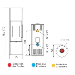 Poêle à bois EDILKAMIN Tally GL Evo2 série S Puissance 8.2kW Sortie Fumée Supérieure Ø15 cm 2