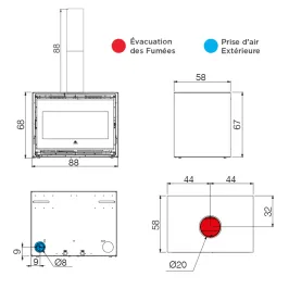 Insert à bois EDILKAMIN Bench 65 Evo Puissance 13.2kW Sortie Fumée Supérieure Ø20 cm 2