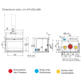 Insert à bois EDILKAMIN Firebox 49 Evo L Puissance 9.6kW Sortie Fumée Supérieure Ø15 cm 2