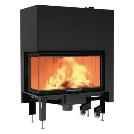 Cheminée à bois d'angle EDILKAMIN Windo2 95 Evo Puissance 15kW Sortie Fumée Supérieure Ø20 cm
