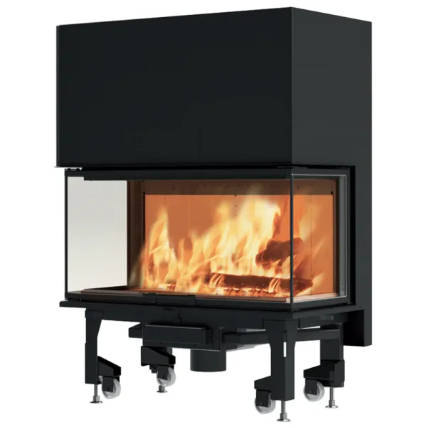 Cheminée à bois EDILKAMIN Windo3 85 Evo Vitre sur trois côtés Puissance 14.3kW Sortie Fumée Supérieure Ø20 cm