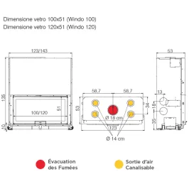 Cheminée à bois EDILKAMIN Windo 100 Evo Puissance 15kW Sortie Fumée Supérieure Ø18 cm 2