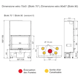 Cheminée à bois EDILKAMIN Blokk 90 Evo Puissance 17.9kW Ventilation Forcée Version V Sortie Fumée Supérieure Ø18 cm 2